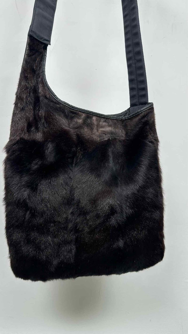 PRADA Sport Hobo Fur/Nylon Messenger Bag