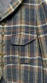 Y's Plaid Wool Blazer Jacket