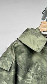 Dries Van Noten Vanilla Brushstroke Print Hooded Balloon Jacket