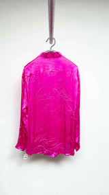 Balenciaga L/S Fuchsia Silk Creased-effect Shirt
