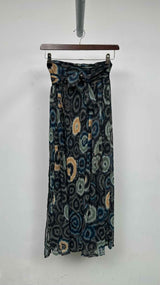 Matsuda Tie-dye Floral Sheer Pleated Wrap Skirt