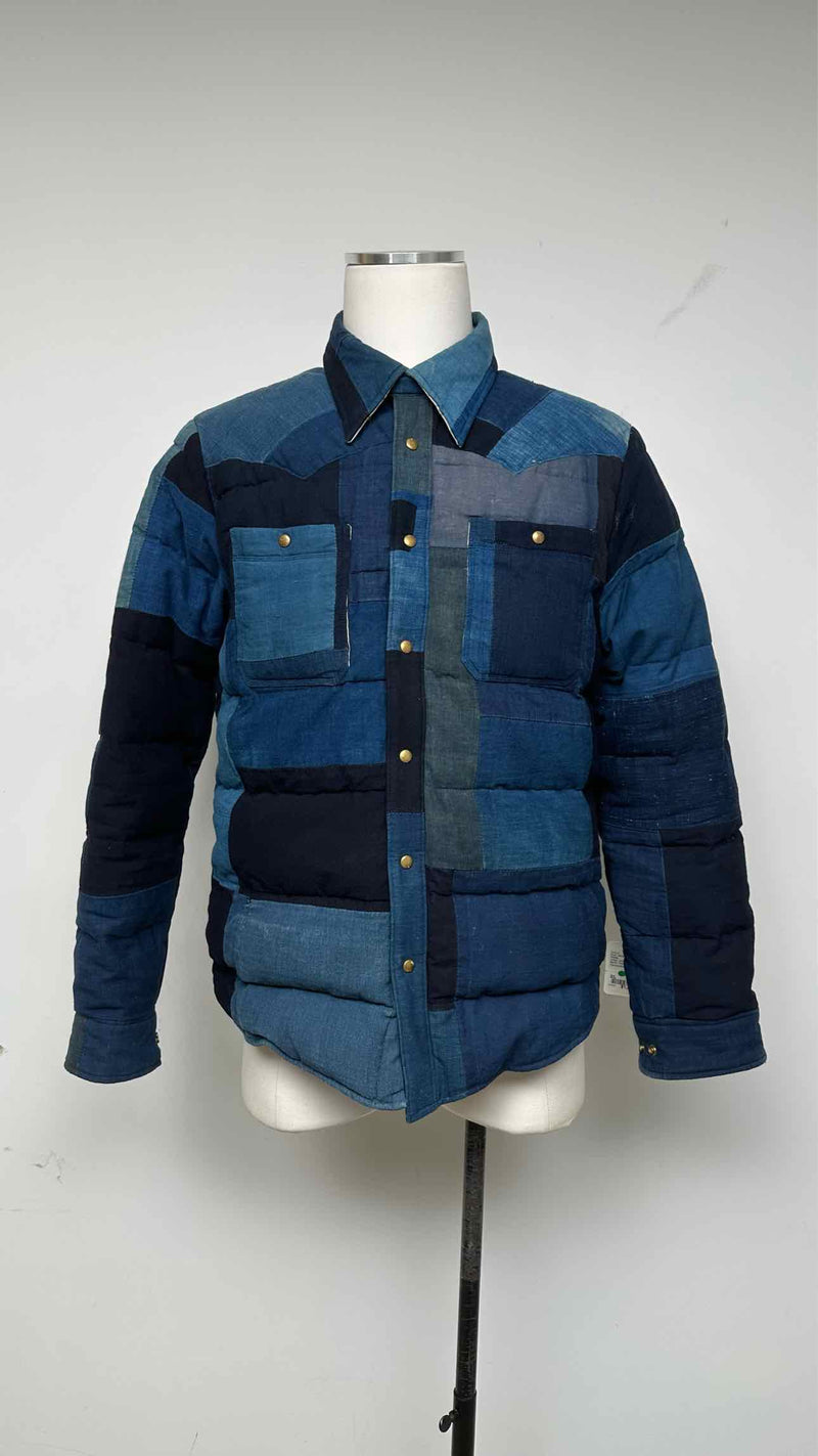 Visvim Denim-patchwork Down Shirt Jacket