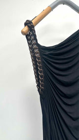Jean Paul Gaultier Asymmetrical Chain-Strap Mesh Side-Gathered Drape Dress