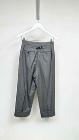 Thom Browne Pleated Back-Buckled High-Waist Wide Pants