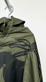 Comme Des Garcons Asymmetrical Shadow-print Trench Coat