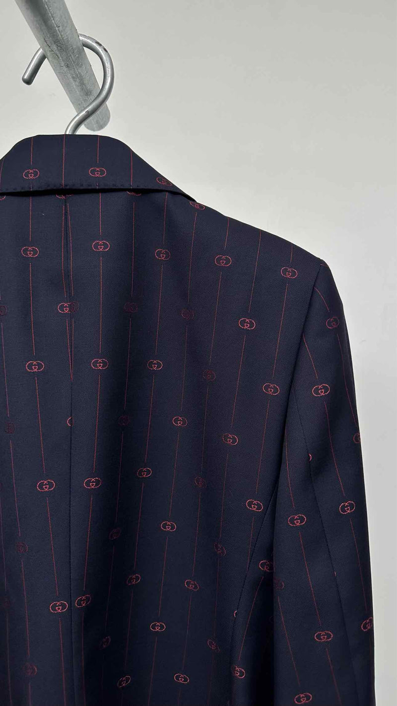 Gucci GG Monogram Pin-stripe Blazer Jacket
