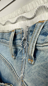 Ben Taverniti Avantgarde Deconstructed Denim-paneled Skirt