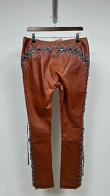 Charlotte Knowles Lace-up Detailed Leather Pants