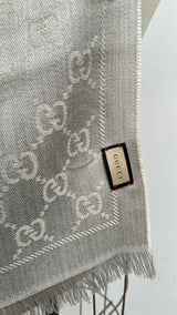 Gucci GG Jacquard Wool Fringe Scarf