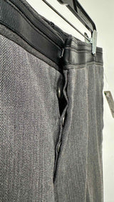 Hermes Leather-waist Herringbone Wide Pants