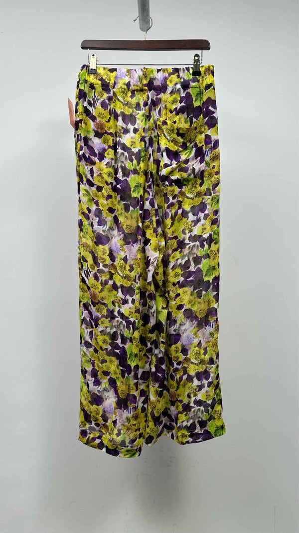 Dries Van Noten Floral Sheer Satin Wide Pants