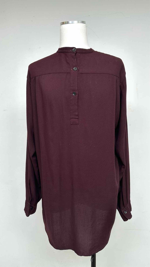 Yohji Yamamoto Pour Homme Long Sleeve Henry-Neck Oversized  Shirt Top