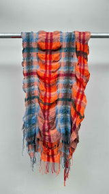 Issey Miyake Wrinkly Pleated Pliad Fringe Scarf