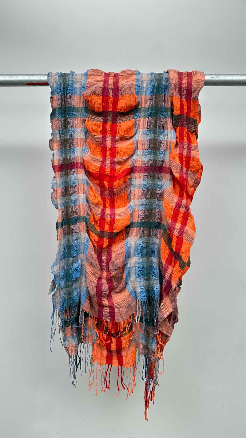 Issey Miyake Wrinkly Pleated Pliad Fringe Scarf