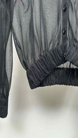 Thom Browne Silk Organza Cropped Cardigan