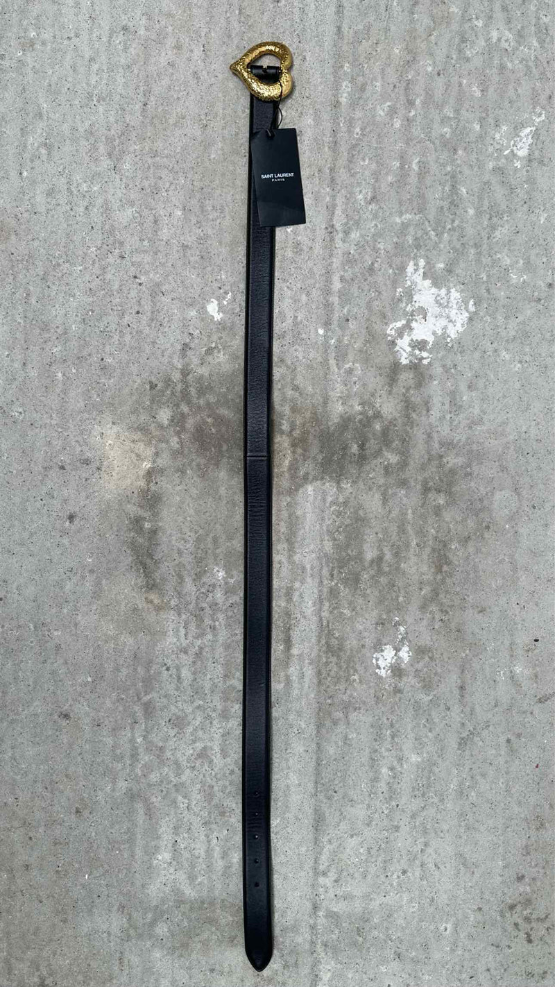 Saint Laurent Heart-buckle Leather Belt