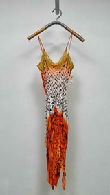 Jean Paul Gaultier N/S Ruched Side-color Printed Dress