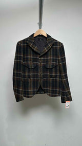 Y's Plaid Wool Blazer Jacket