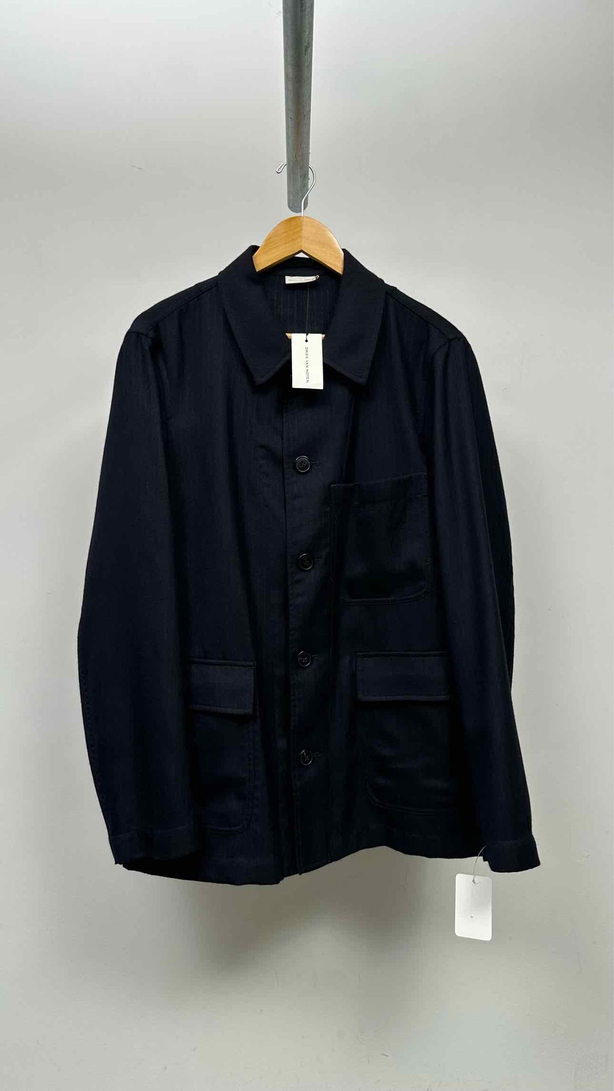 DRIES VAN NOTEN 3ボタン アンコンジャケット ネイビーストライプ Dries Van Noten Pinstripe Worsted Wool Jacket – TOKIO7