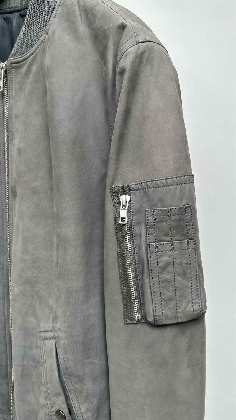 Rick Owens Leather Bomber Jacket