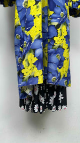Balenciaga L/S Hybrid Multi-floral Pleated Dress