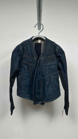 Rick Owens Collar-less Reconstructed Slav Denim Jacket