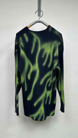 Balenciaga V-Neck Spray-Paint Print Long Sweater