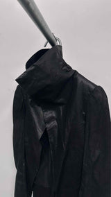 Rick Owens Cowl-Neck Zip-Sleeve Leather Jacket