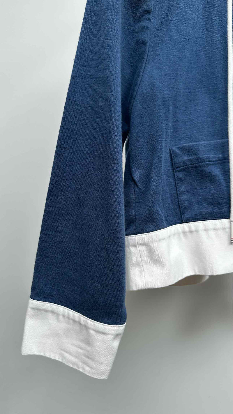 Thom Browne Zip-up Two-tone Cropped Hoodie