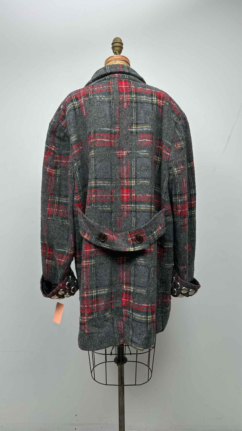 Vaquera Double-brest Tartan-check Studded Hem Oversized Coat