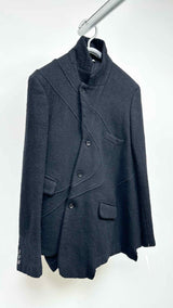 Comme Des Garcons Homme Plus Boiled-wool Wavy-seam Asymmetrical Jacket