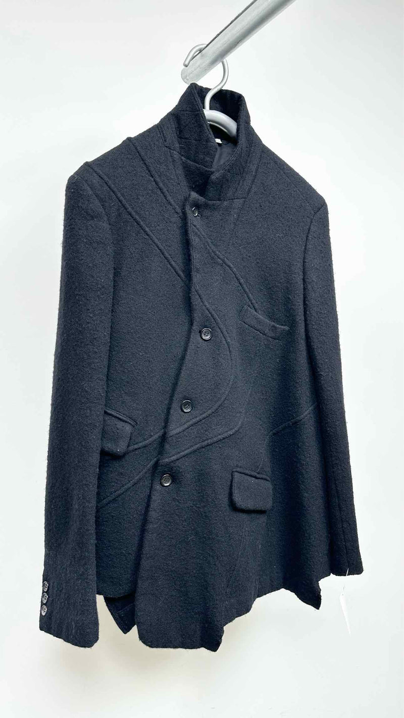 Comme Des Garcons Homme Plus Boiled-wool Wavy-seam Asymmetrical Jacket