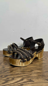 Chanel Chain-detail Ankle-strap Platform Sandals