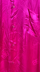 Balenciaga L/S Fuchsia Silk Creased-effect Shirt