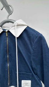 Thom Browne Zip-up Two-tone Cropped Hoodie
