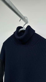 Margiela Long-mesh Sleeve High-neck Rib Knit  Dress