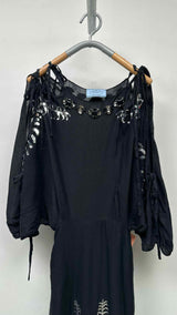 PRADA Sequim-embellished Drawstring Silk Dress