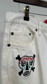 Supreme x Clayton Patterson Skulls Embroidered Regular Jeans