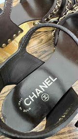 Chanel Chain-detail Ankle-strap Platform Sandals