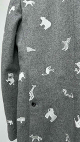 Thom Browne Melton Wool Animal-embroidered Classic Chesterfield Coat
