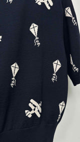 Thom Browne S/S Sky Icons Intarsia Knit Polo Shirt