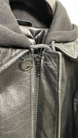 Balenciaga Quilted-lining Hood Layered Leather Coat