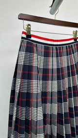 Thom Browne Hairline Plaid Pleated Midi Skirt