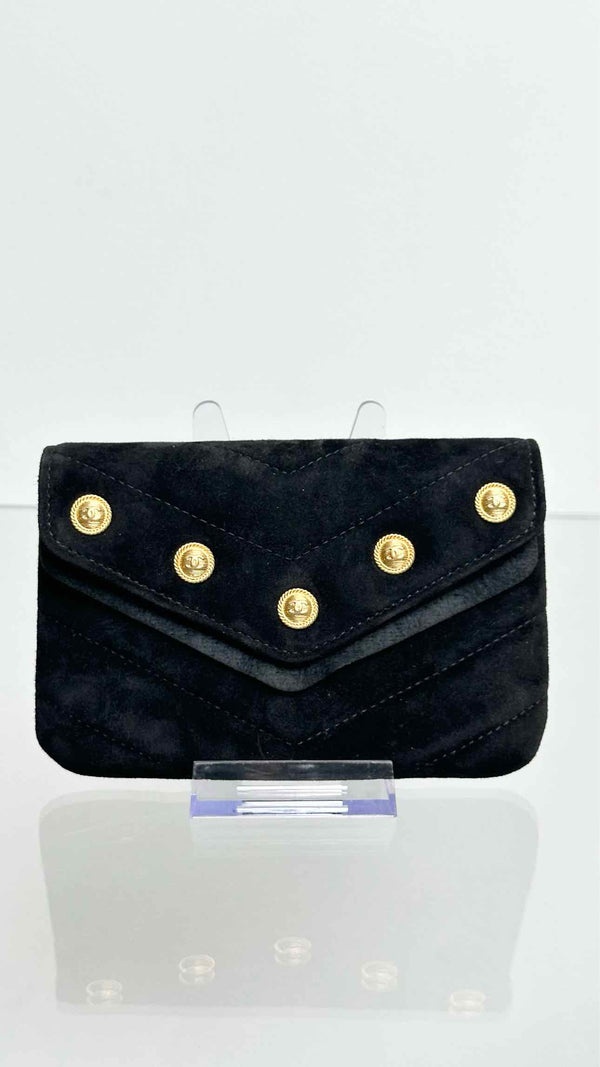 Chanel Suede Quilted Pouch