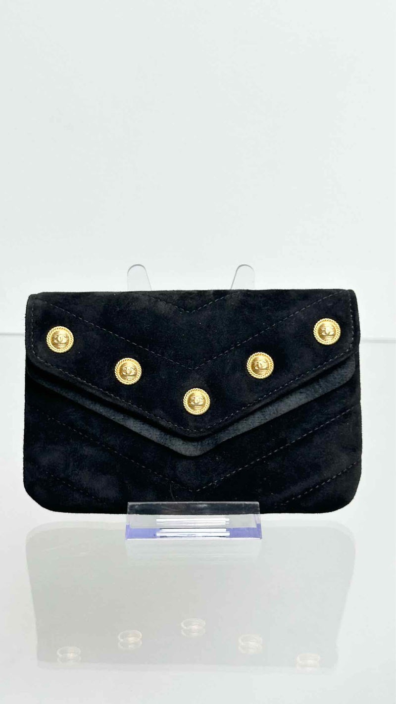 Chanel Suede Quilted Pouch
