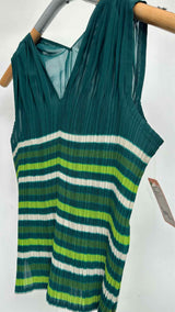 Issey Miyake FETE Sleeveles Pleated Stripe Top