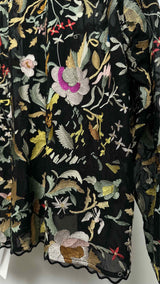 Bode Heirloom Floral-Embroidered Sheer Silk Shirt