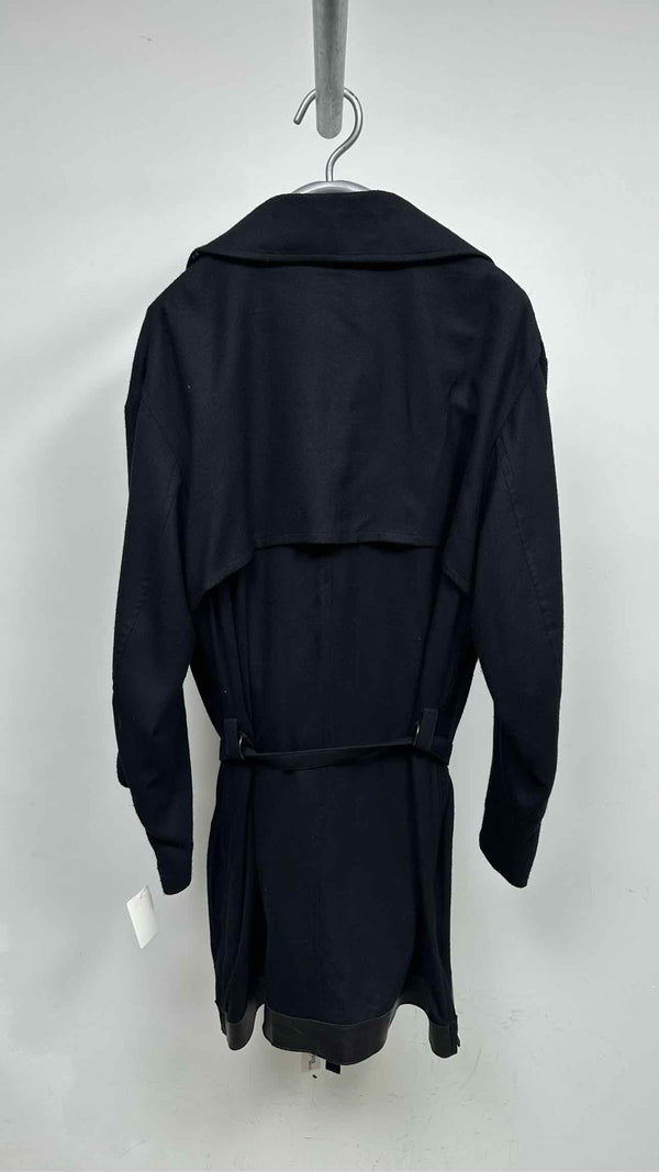 Y's BANG ON Leather Trim Oversized Bottom Side-zip Trench Coat