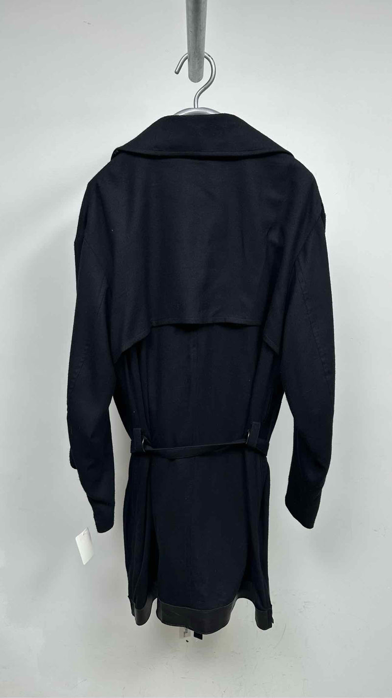 Y's BANG ON Leather Trim Oversized Bottom Side-zip Trench Coat