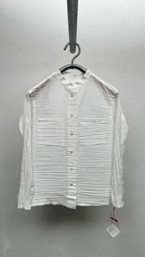 Haat Shibori-Pleat Stand Collar Shirt